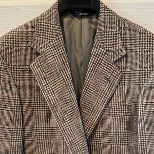 Vintage 1980s Polo Ralph Lauren Brown/Tan Glen Plaid Wool/Silk/Linen Sport Coat